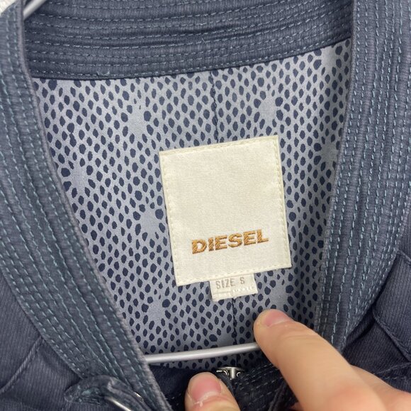 Y2K Diesel Moto Biker Jacket Women’s Size S Washed Navy Blue Zip Up Vintage - Picture 11 of 14